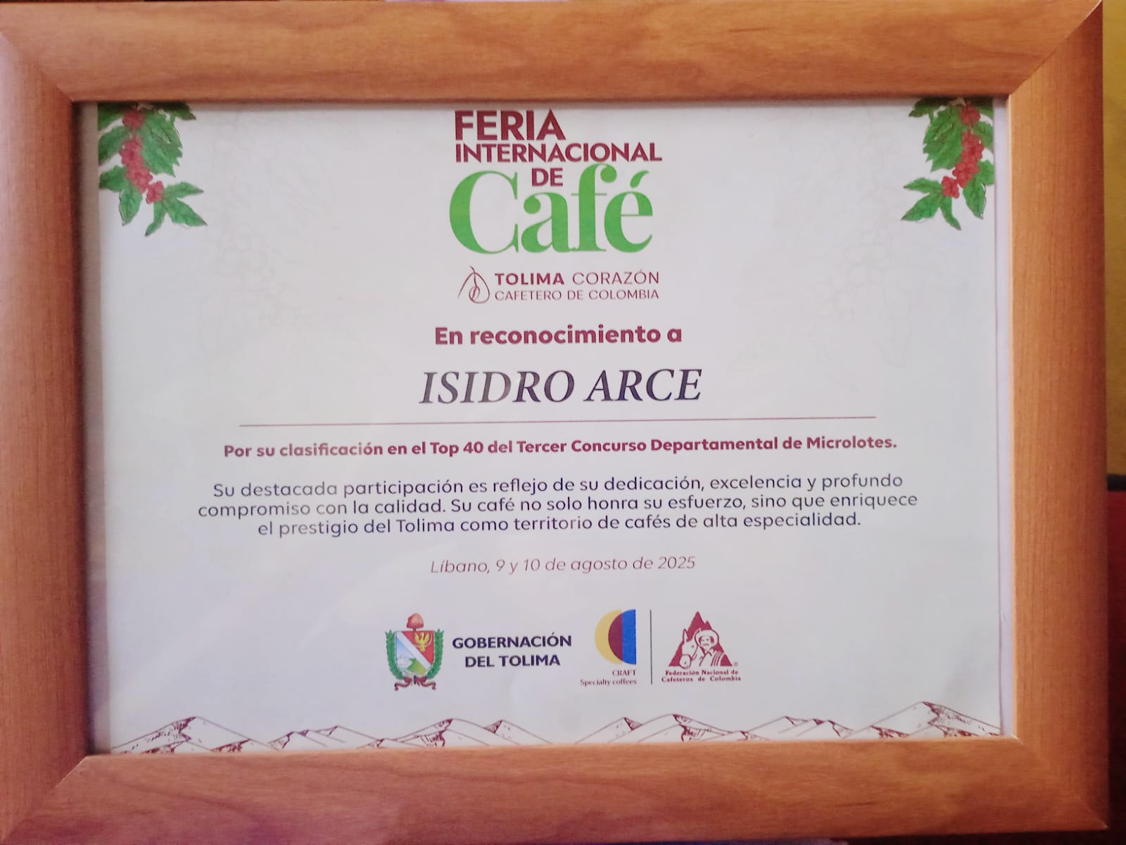 Reconocimiento café colombiano
